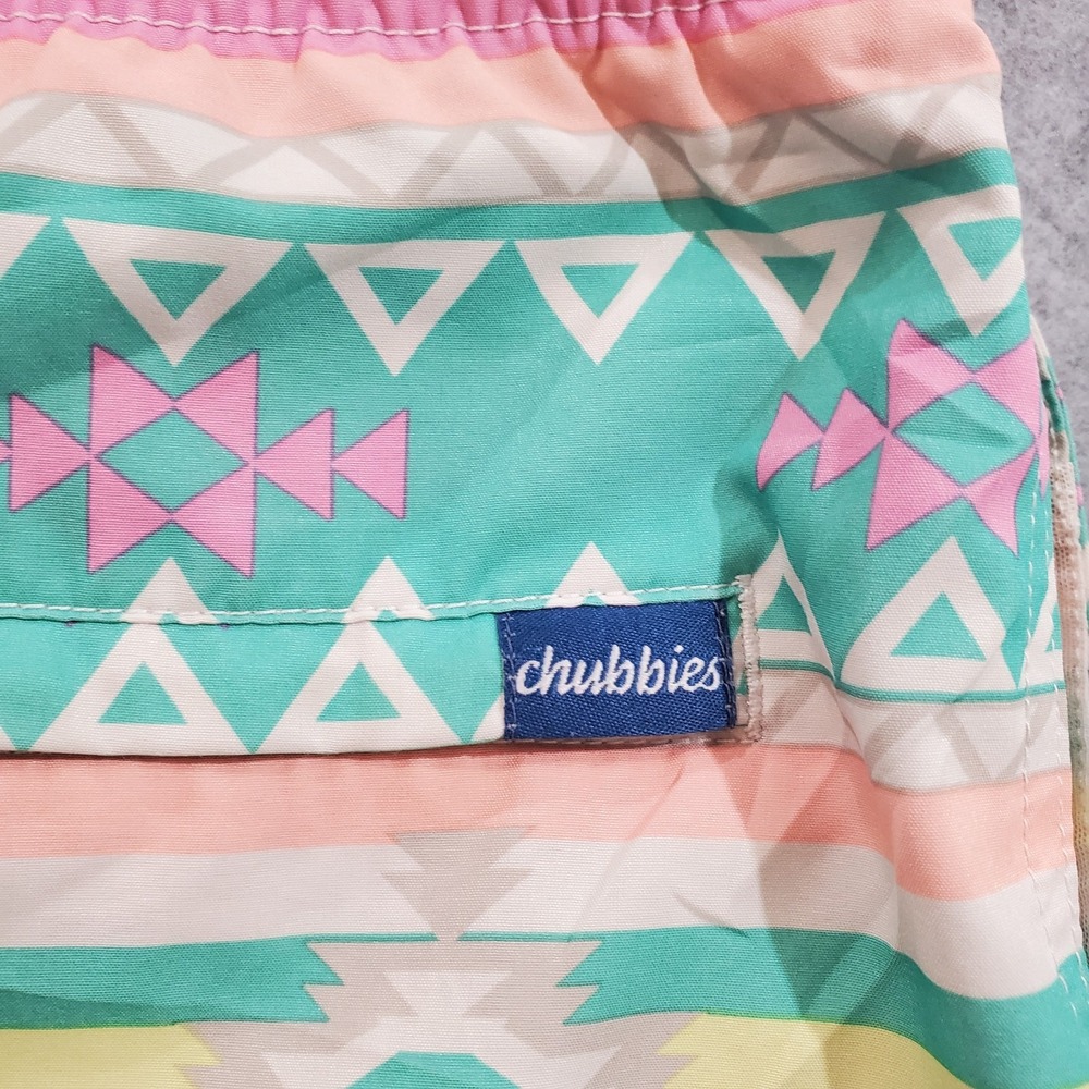 Chubbies 5.5" Swim Trunks Men's XL The En Fuegos Teal Orange Aztec Drawstring - Picture 7 of 12